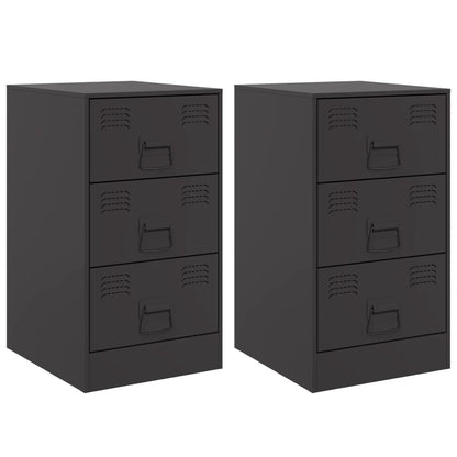 Tables de chevet 2 pcs noir 34,5x39x62 cm acier