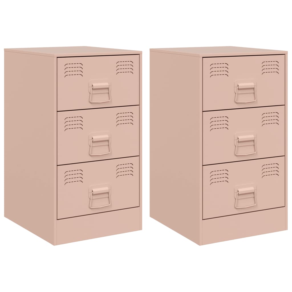 Tables de chevet 2 pcs rose 34,5x39x62 cm acier