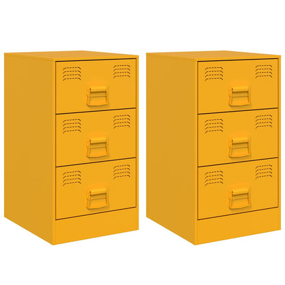 Tables de chevet 2 pcs jaune moutarde 34,5x39x62 cm acier