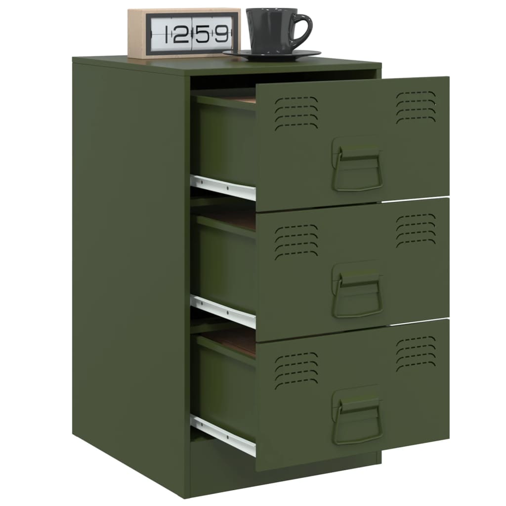 Tables de chevet 2 pcs vert olive 34,5x39x62 cm acier