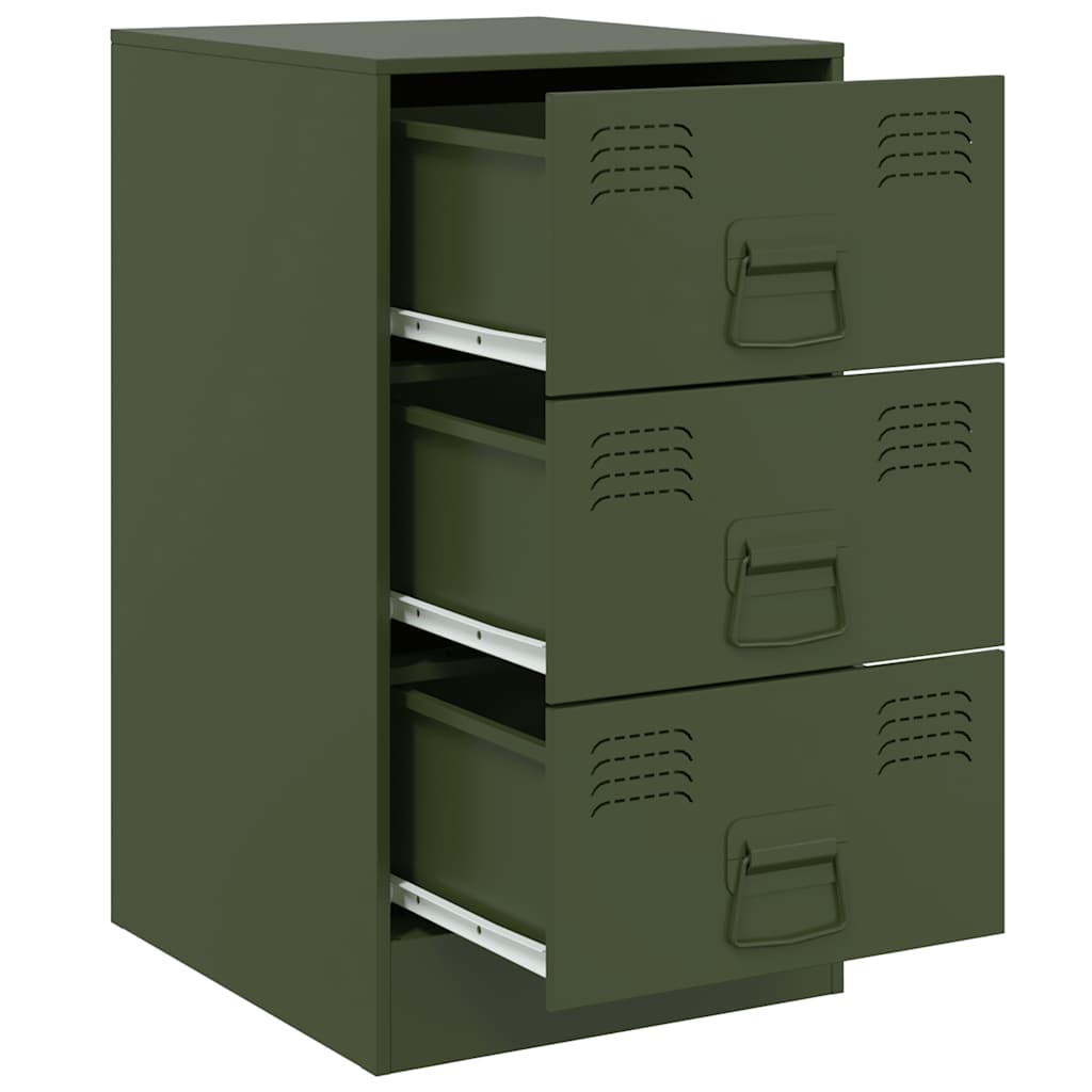 Tables de chevet 2 pcs vert olive 34,5x39x62 cm acier