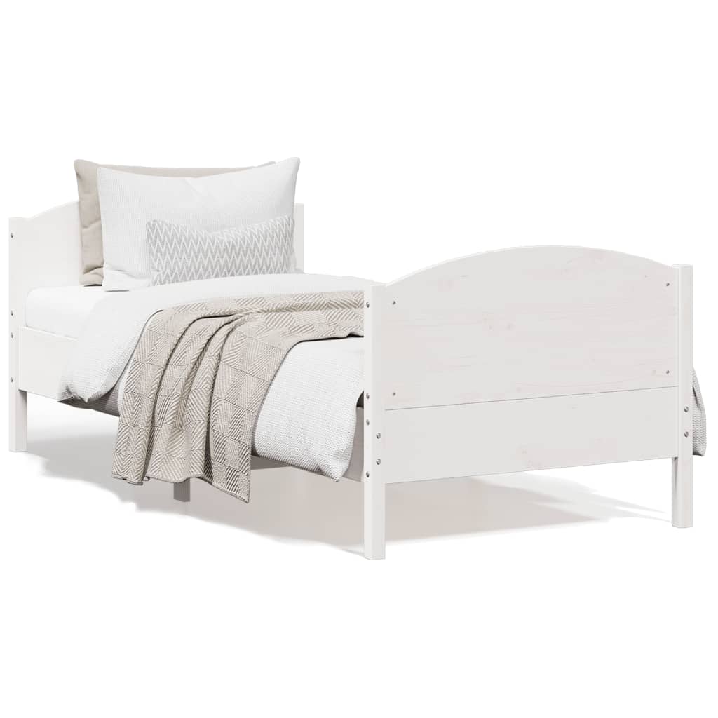 Cadre de lit sans matelas blanc 100x200 cm bois de pin massif