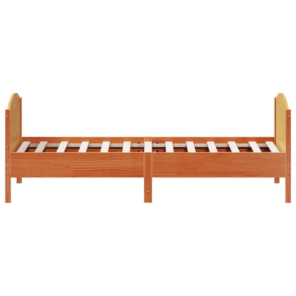 Cadre de lit sans matelas cire marron 100x200cm bois pin massif