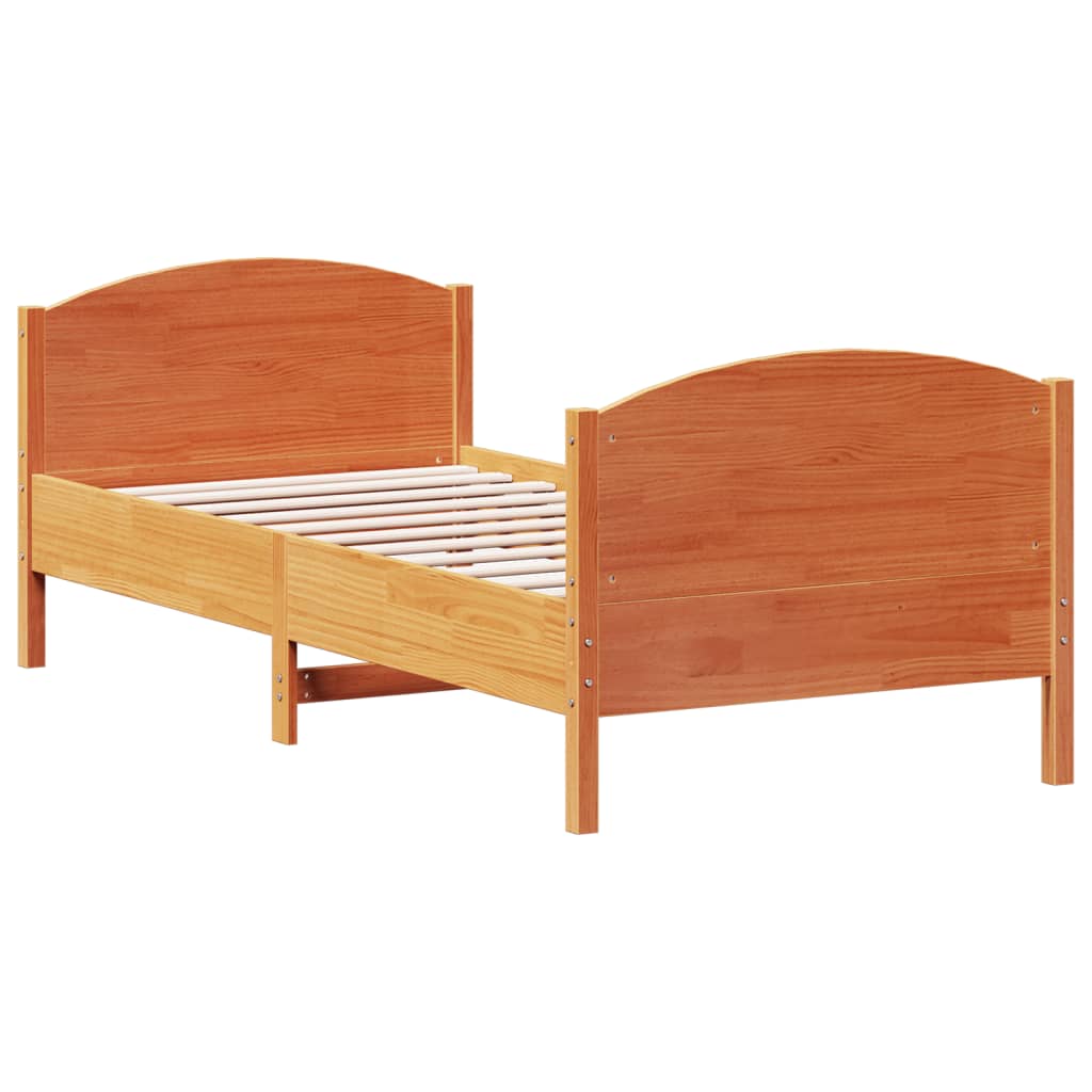 Cadre de lit sans matelas cire marron 90x200 cm bois pin massif