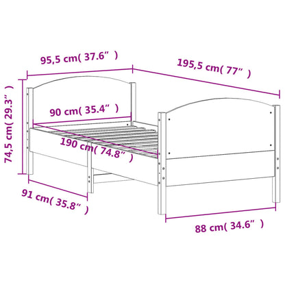 Cadre de lit sans matelas 90x190 cm bois de pin massif