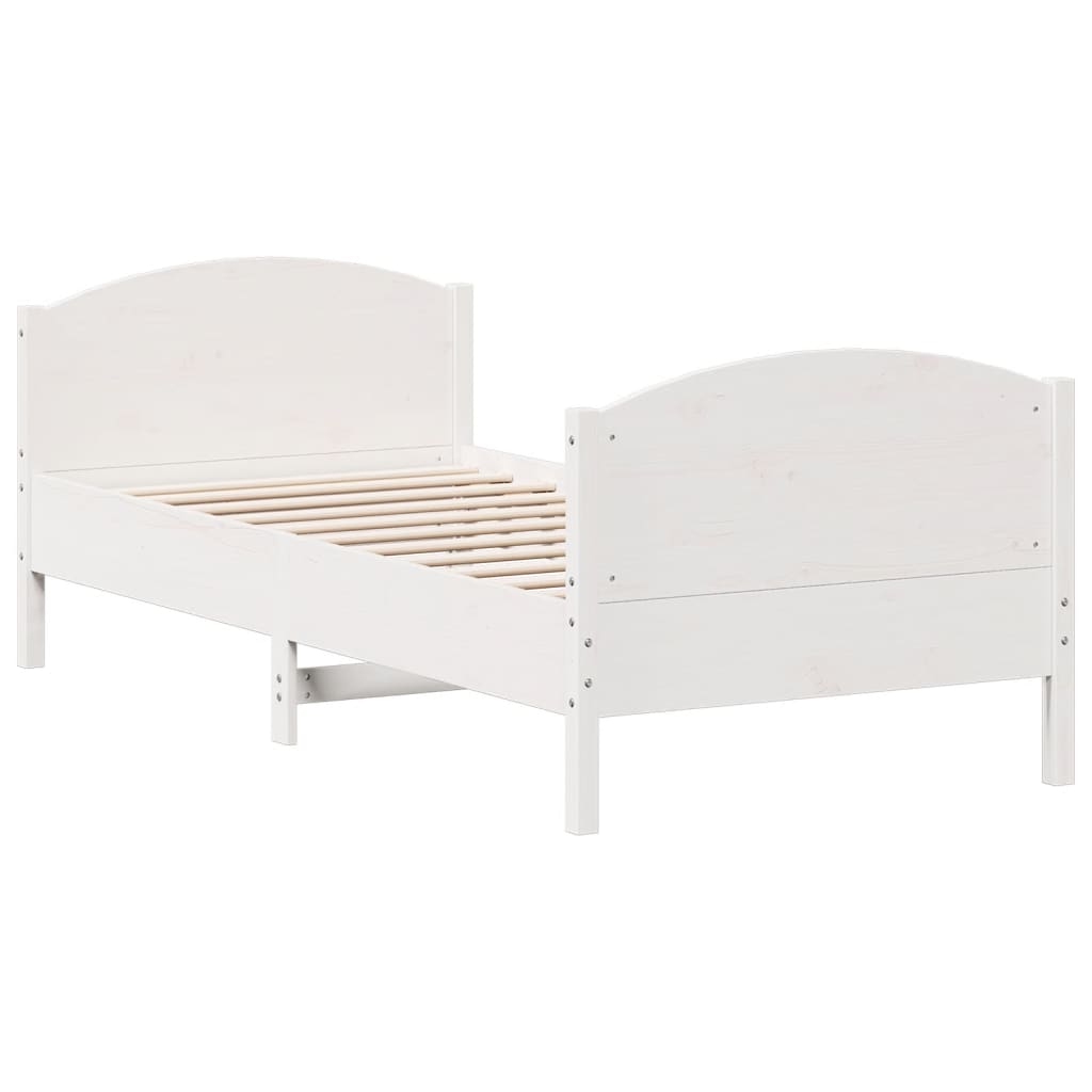 Cadre de lit sans matelas blanc 90x190 cm bois de pin massif