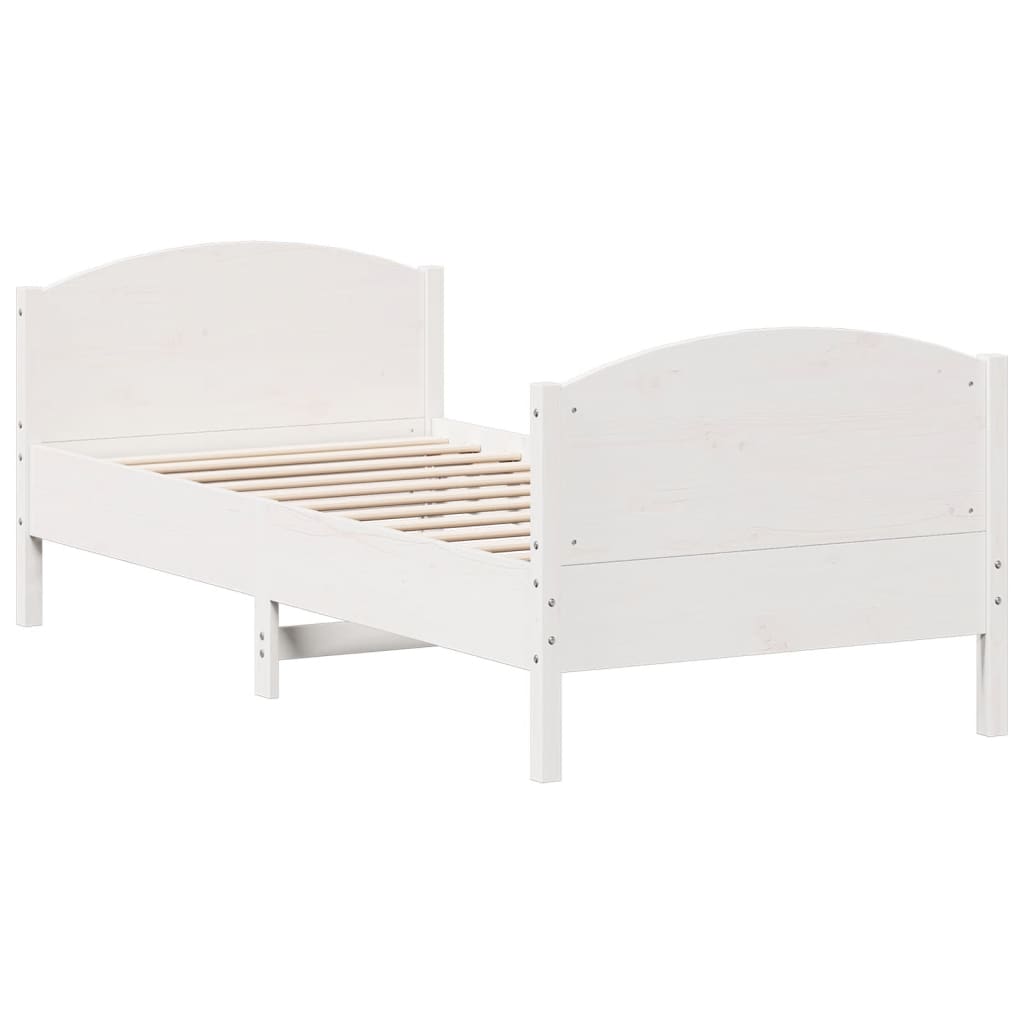 Cadre de lit sans matelas blanc 90x190 cm bois de pin massif