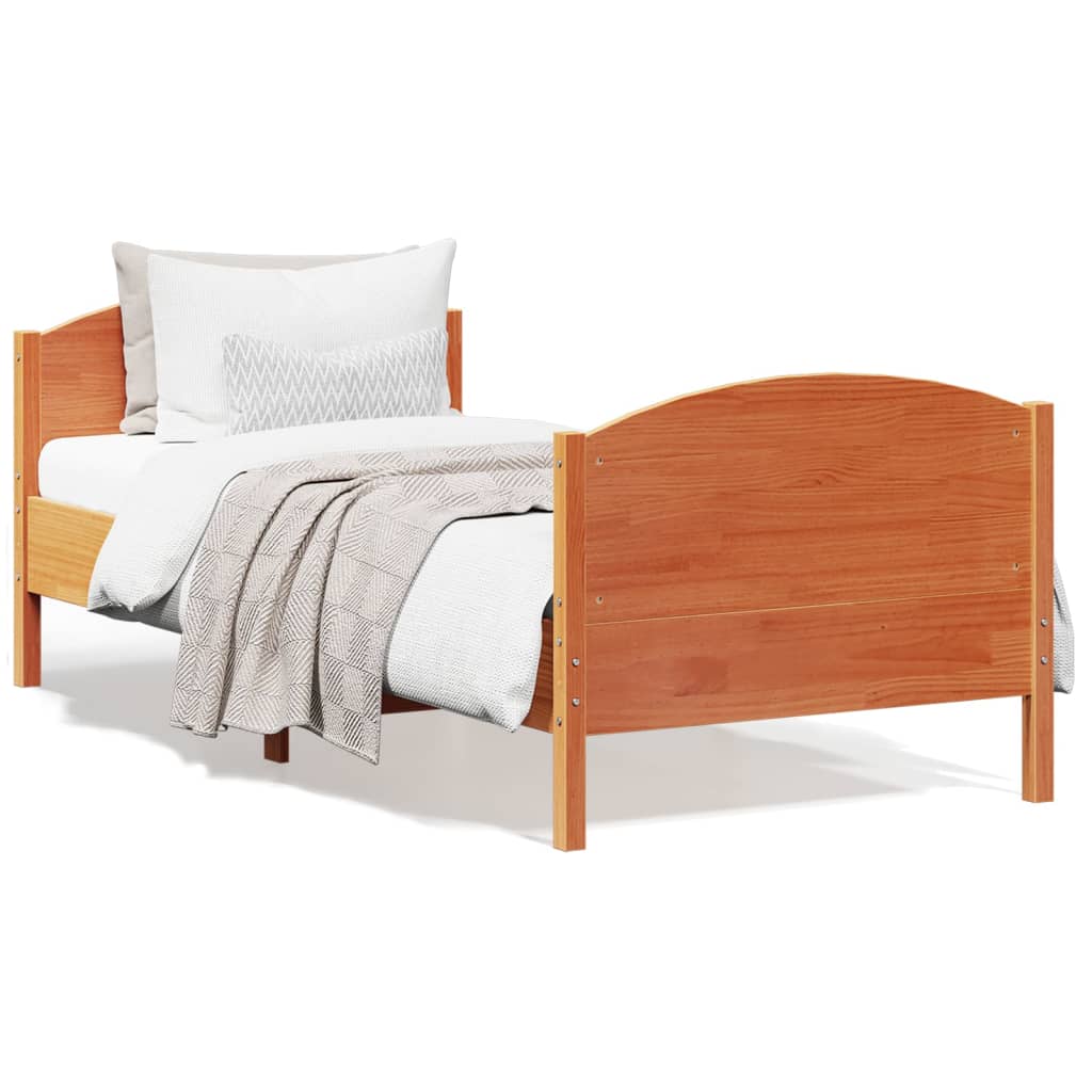 Cadre de lit sans matelas cire marron 90x190 cm bois pin massif