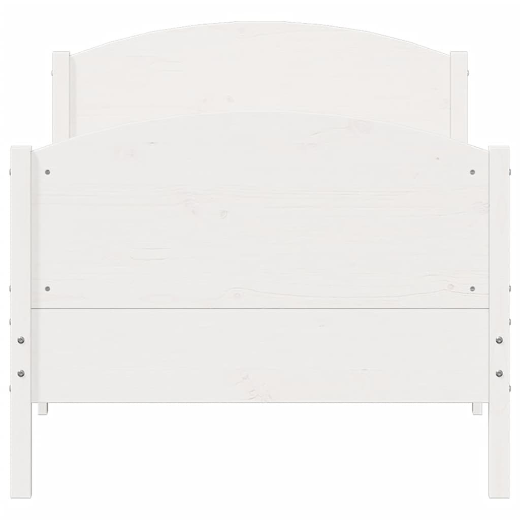 Cadre de lit sans matelas blanc 75x190 cm bois de pin massif