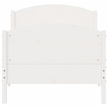 Cadre de lit sans matelas blanc 75x190 cm bois de pin massif