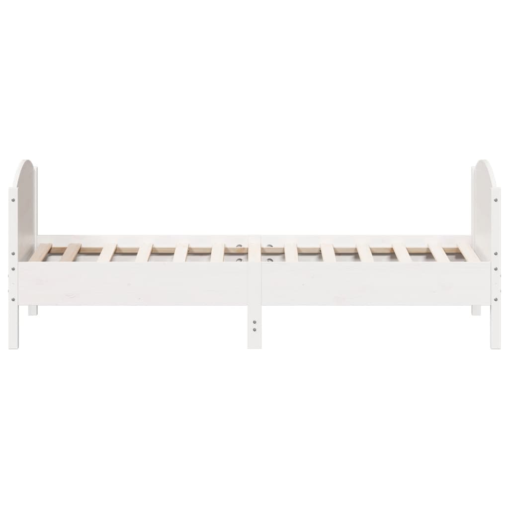 Cadre de lit sans matelas blanc 75x190 cm bois de pin massif