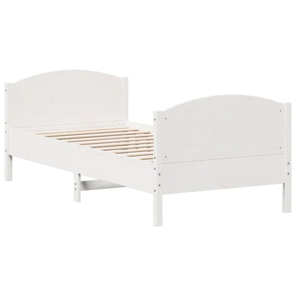 Cadre de lit sans matelas blanc 75x190 cm bois de pin massif