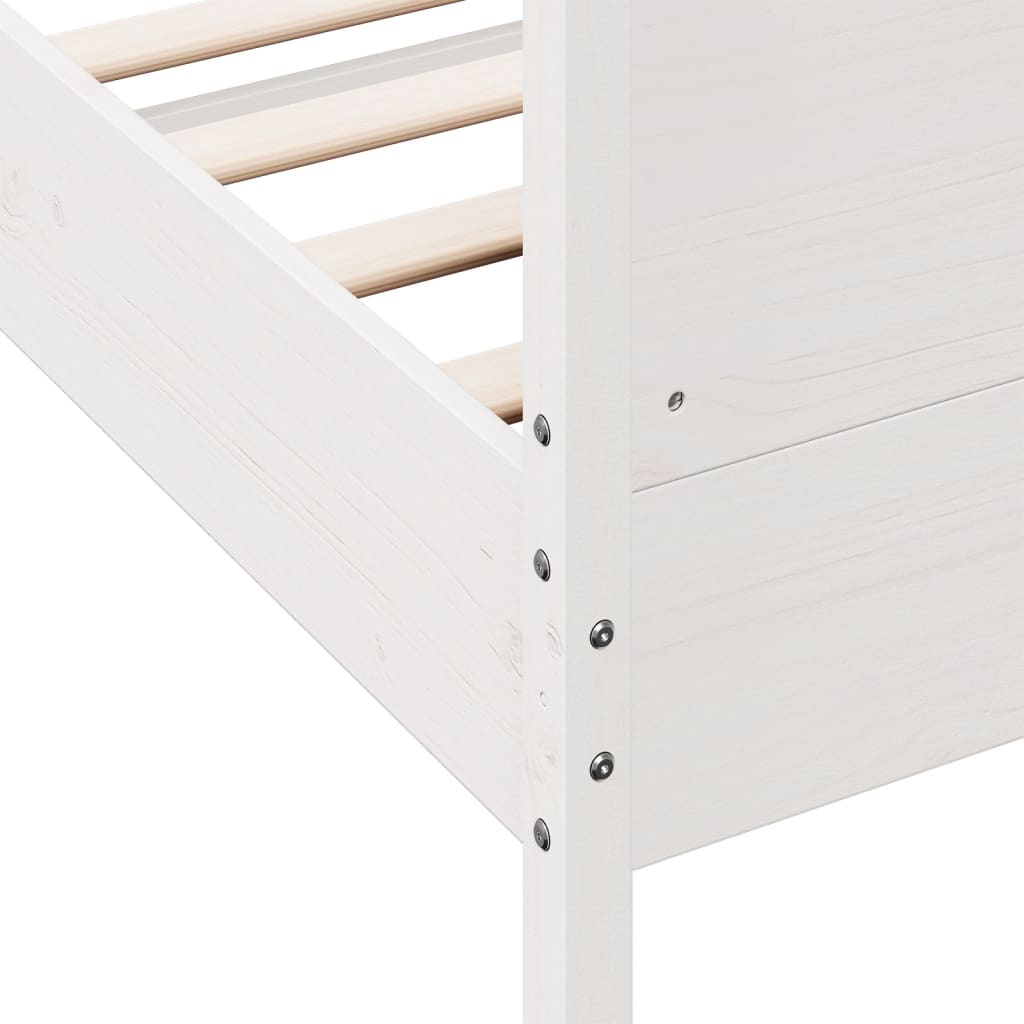 Cadre de lit sans matelas blanc 75x190 cm bois de pin massif