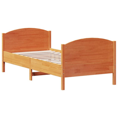 Cadre de lit sans matelas cire marron 75x190 cm bois pin massif