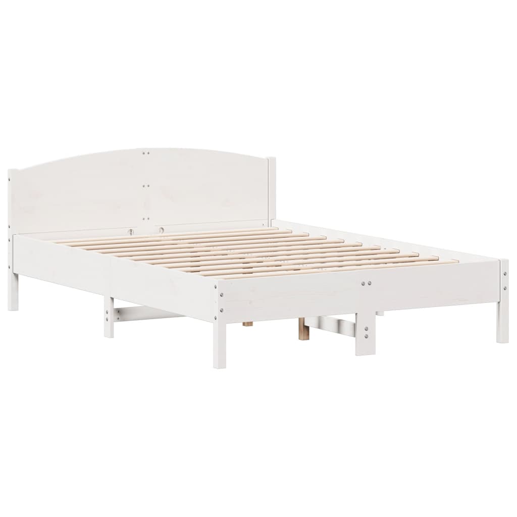 Cadre de lit sans matelas blanc 140x200 cm bois de pin massif