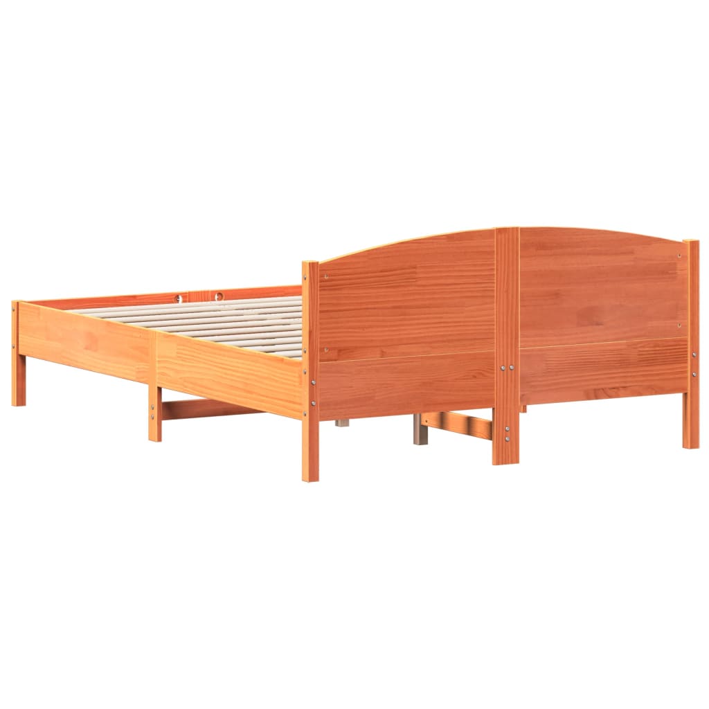 Cadre de lit sans matelas cire marron 140x200cm bois pin massif