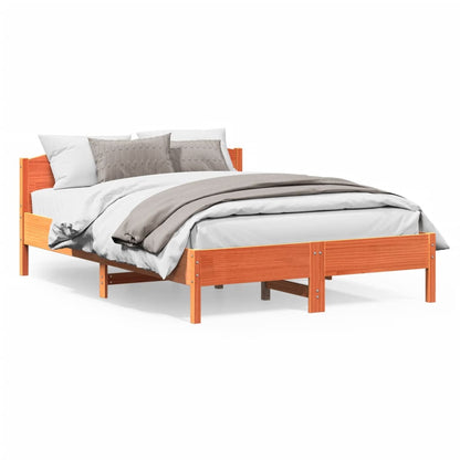 Cadre de lit sans matelas cire marron 140x200cm bois pin massif