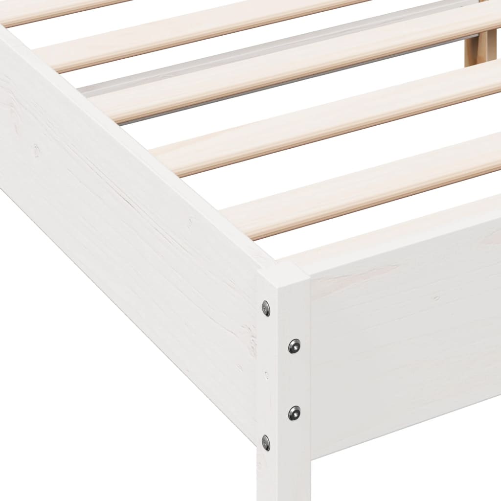 Cadre de lit sans matelas blanc 140x190 cm bois de pin massif