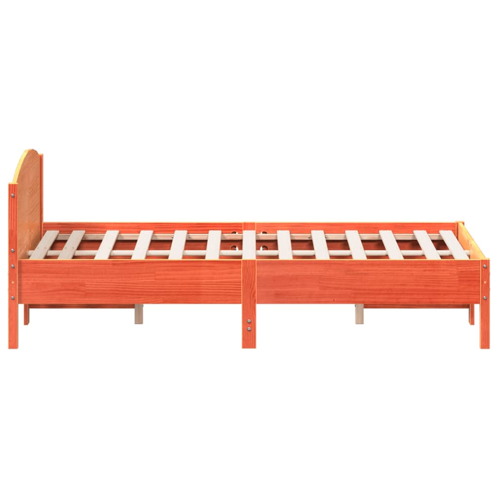 Cadre de lit sans matelas cire marron 140x190cm bois pin massif