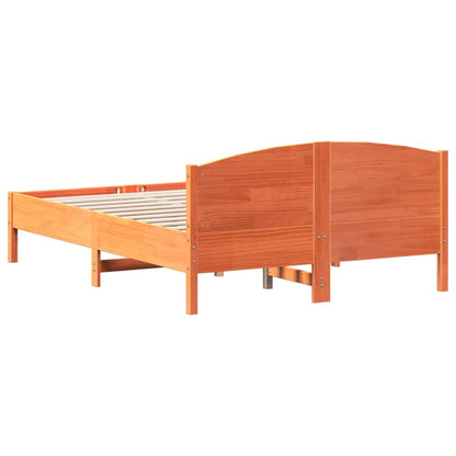 Cadre de lit sans matelas cire marron 140x190cm bois pin massif