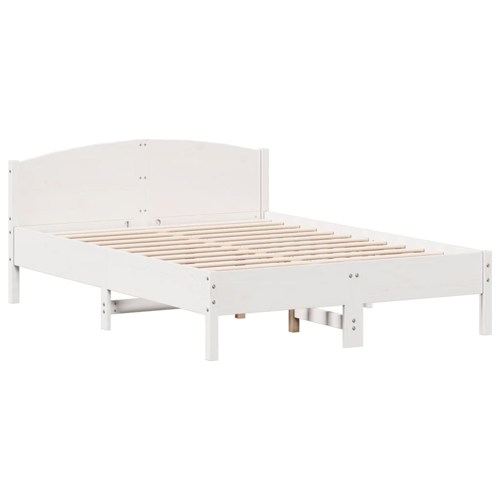 Cadre de lit sans matelas blanc 135x190 cm bois de pin massif