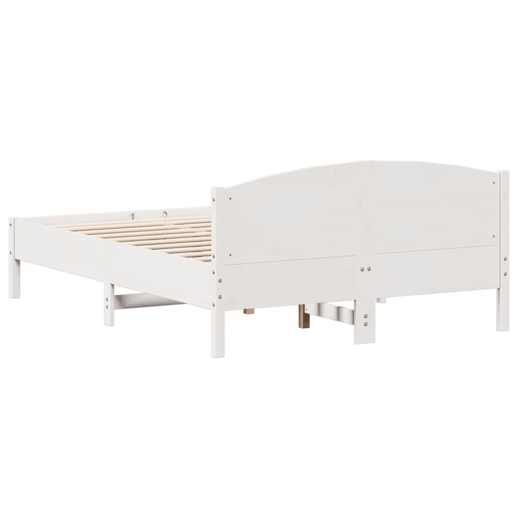 Cadre de lit sans matelas blanc 135x190 cm bois de pin massif