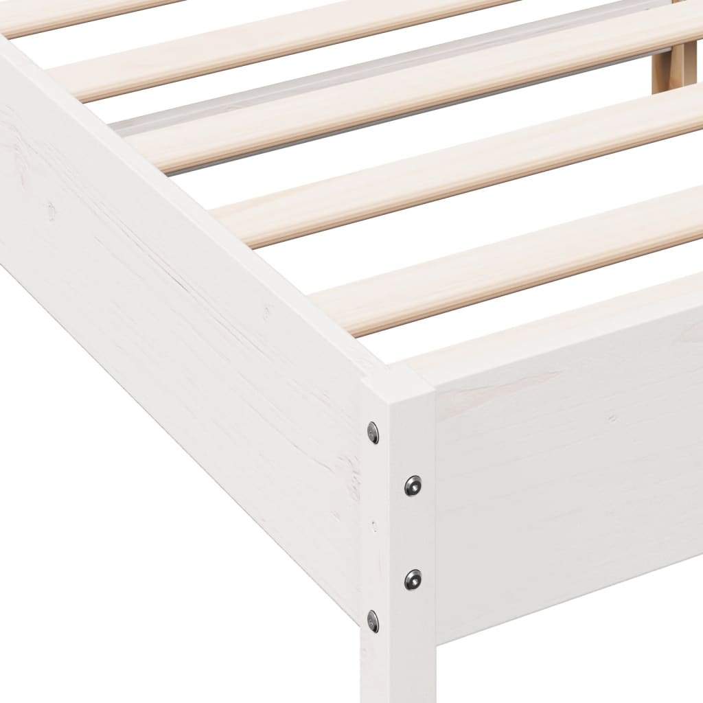 Cadre de lit sans matelas blanc 135x190 cm bois de pin massif