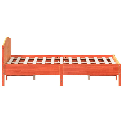 Cadre de lit sans matelas cire marron 135x190cm bois pin massif