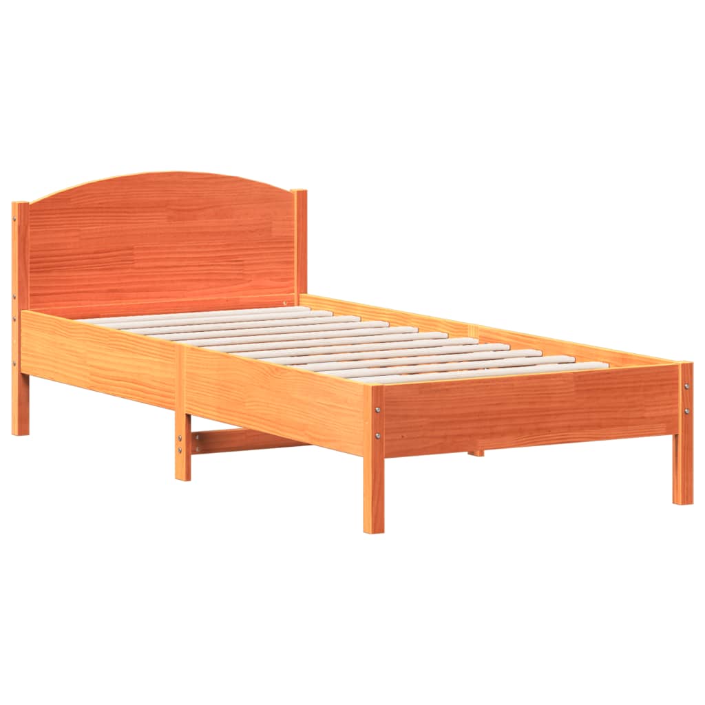 Cadre de lit sans matelas cire marron 90x200 cm bois pin massif