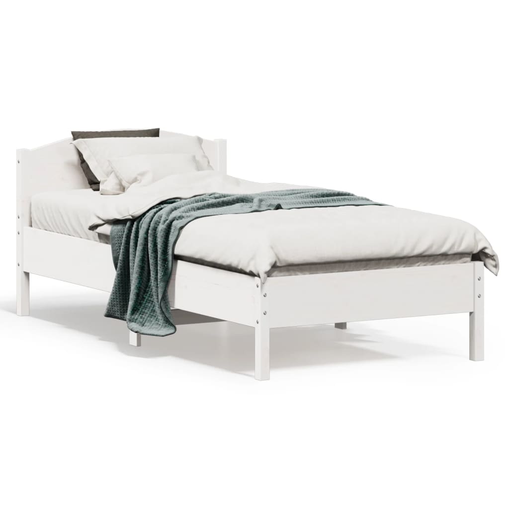 Cadre de lit sans matelas blanc 90x190 cm bois de pin massif