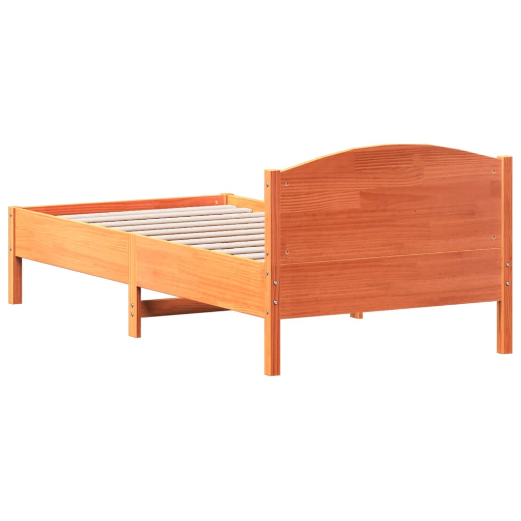 Cadre de lit sans matelas cire marron 90x190 cm bois pin massif