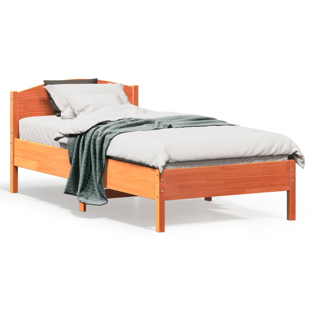 Cadre de lit sans matelas cire marron 90x190 cm bois pin massif