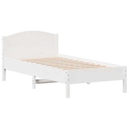 Cadre de lit sans matelas blanc 75x190 cm bois de pin massif