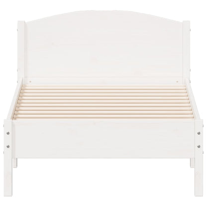 Cadre de lit sans matelas blanc 75x190 cm bois de pin massif