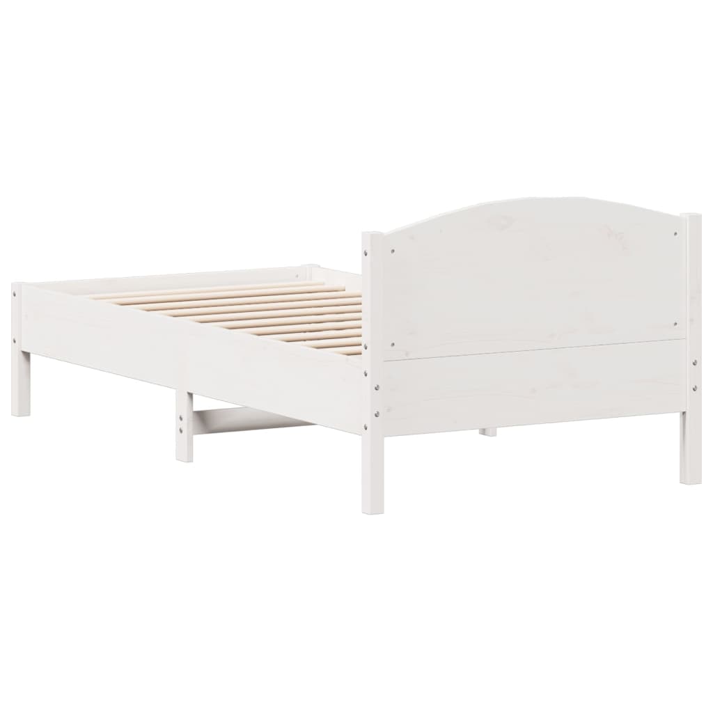 Cadre de lit sans matelas blanc 75x190 cm bois de pin massif