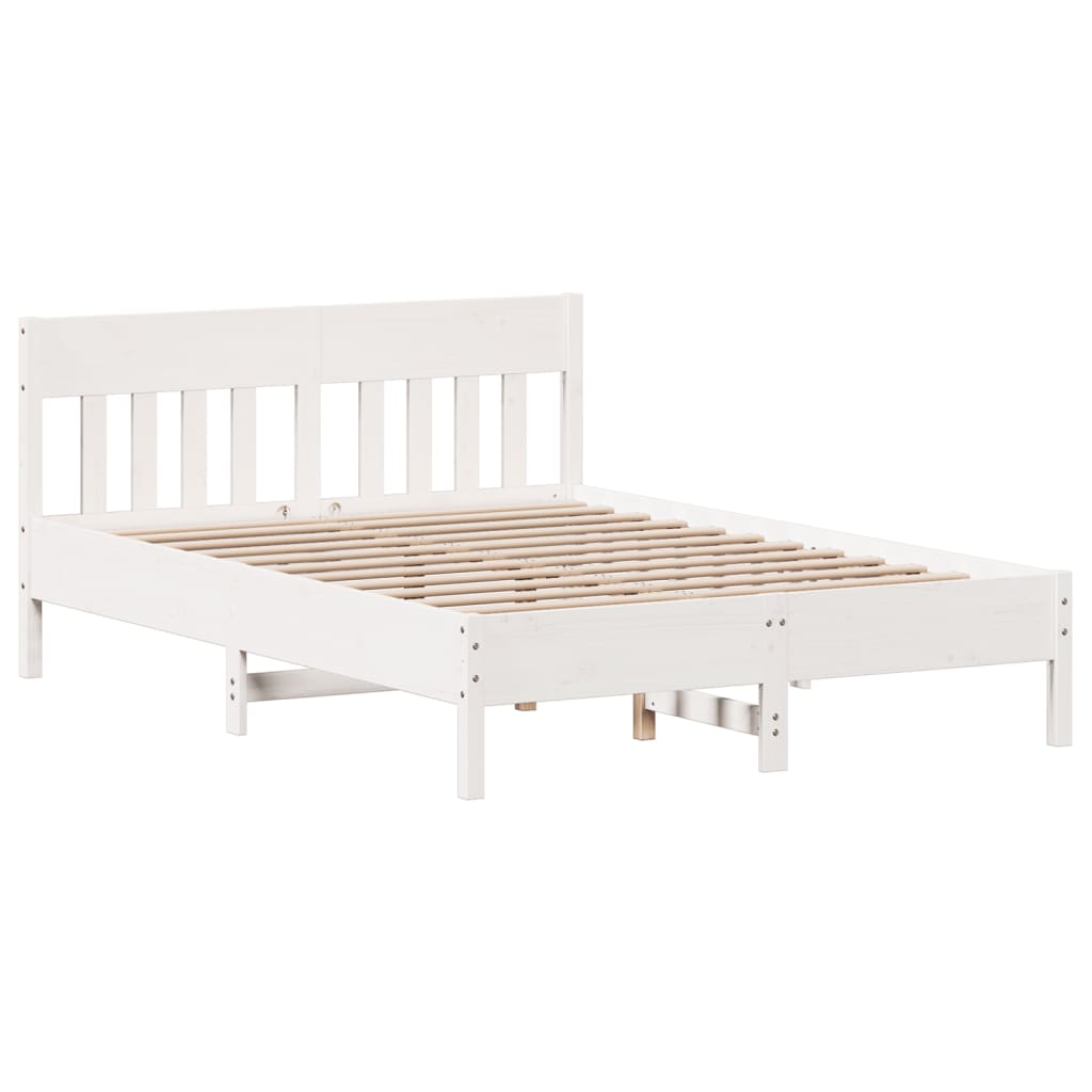 Cadre de lit sans matelas blanc 150x200 cm bois de pin massif