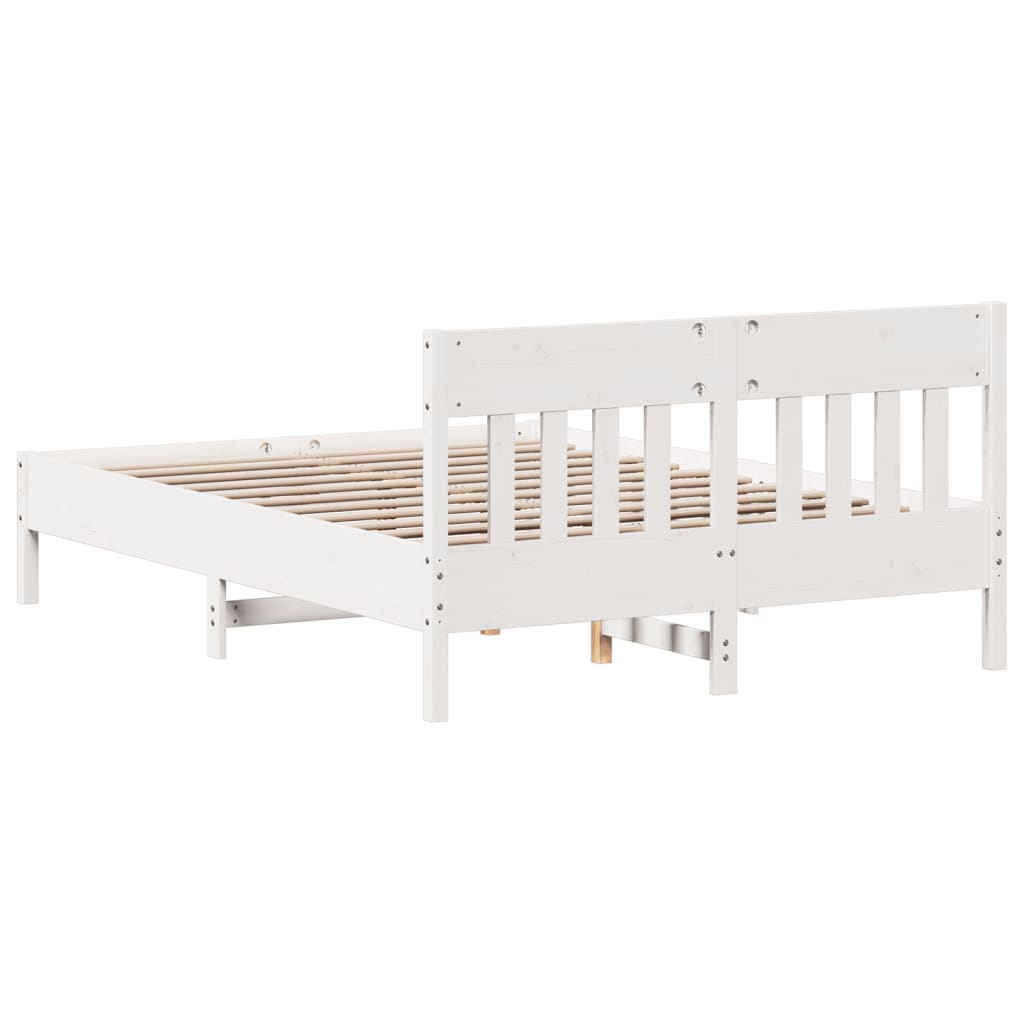 Cadre de lit sans matelas blanc 150x200 cm bois de pin massif