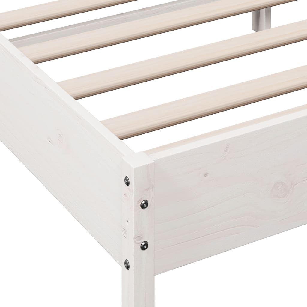 Cadre de lit sans matelas blanc 150x200 cm bois de pin massif