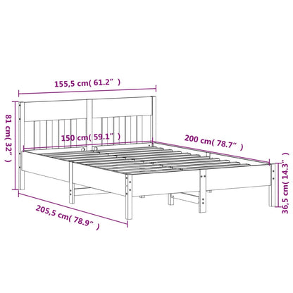 Cadre de lit sans matelas cire marron 150x200cm bois pin massif