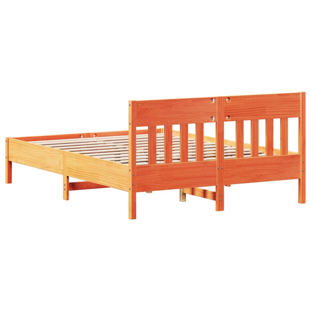 Cadre de lit sans matelas cire marron 140x200cm bois pin massif