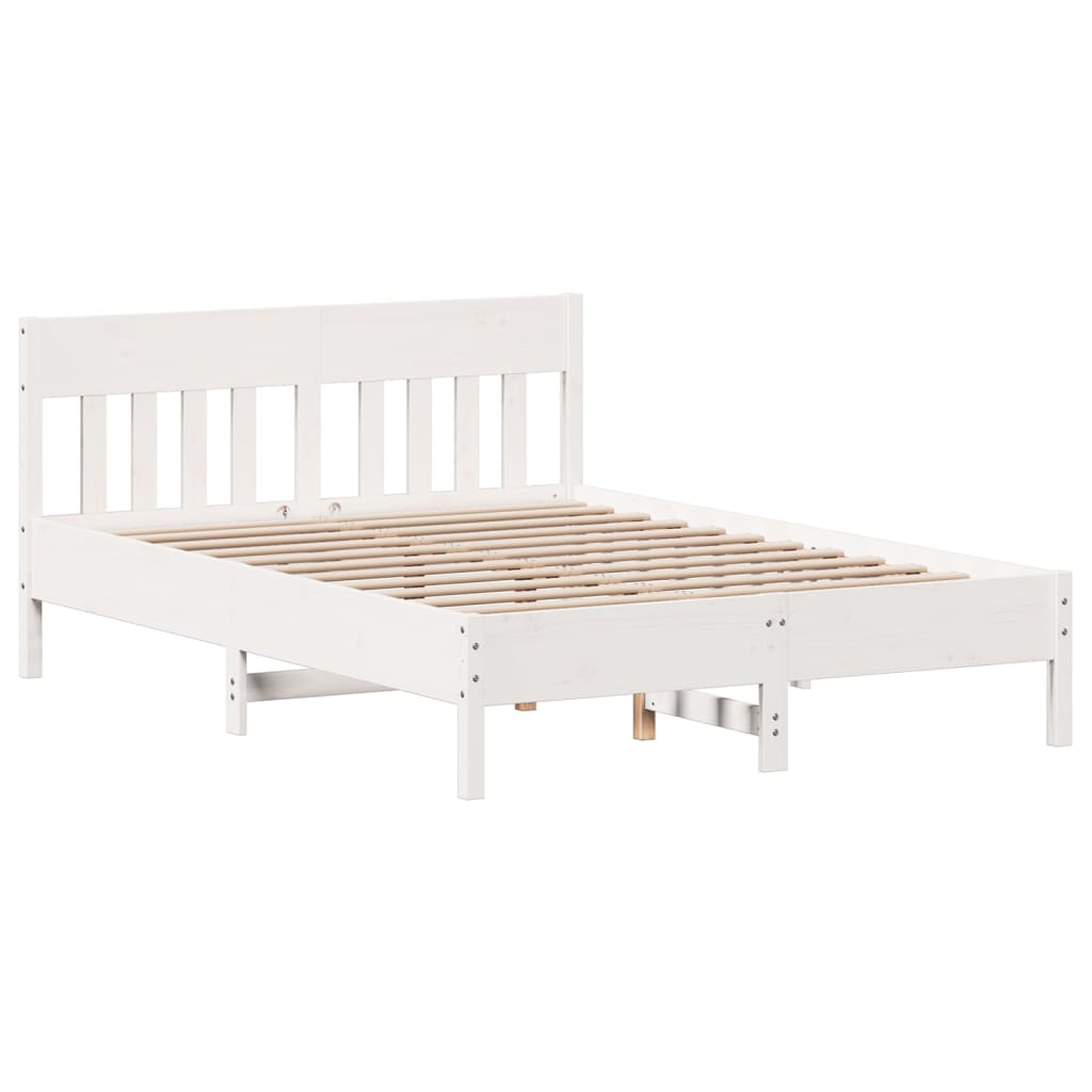 Cadre de lit sans matelas blanc 120x200 cm bois de pin massif