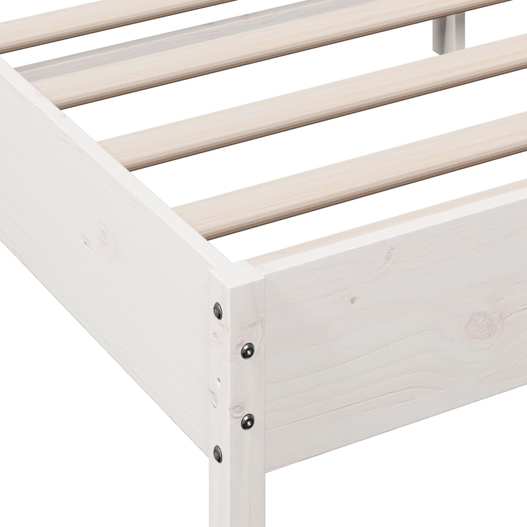 Cadre de lit sans matelas blanc 120x200 cm bois de pin massif