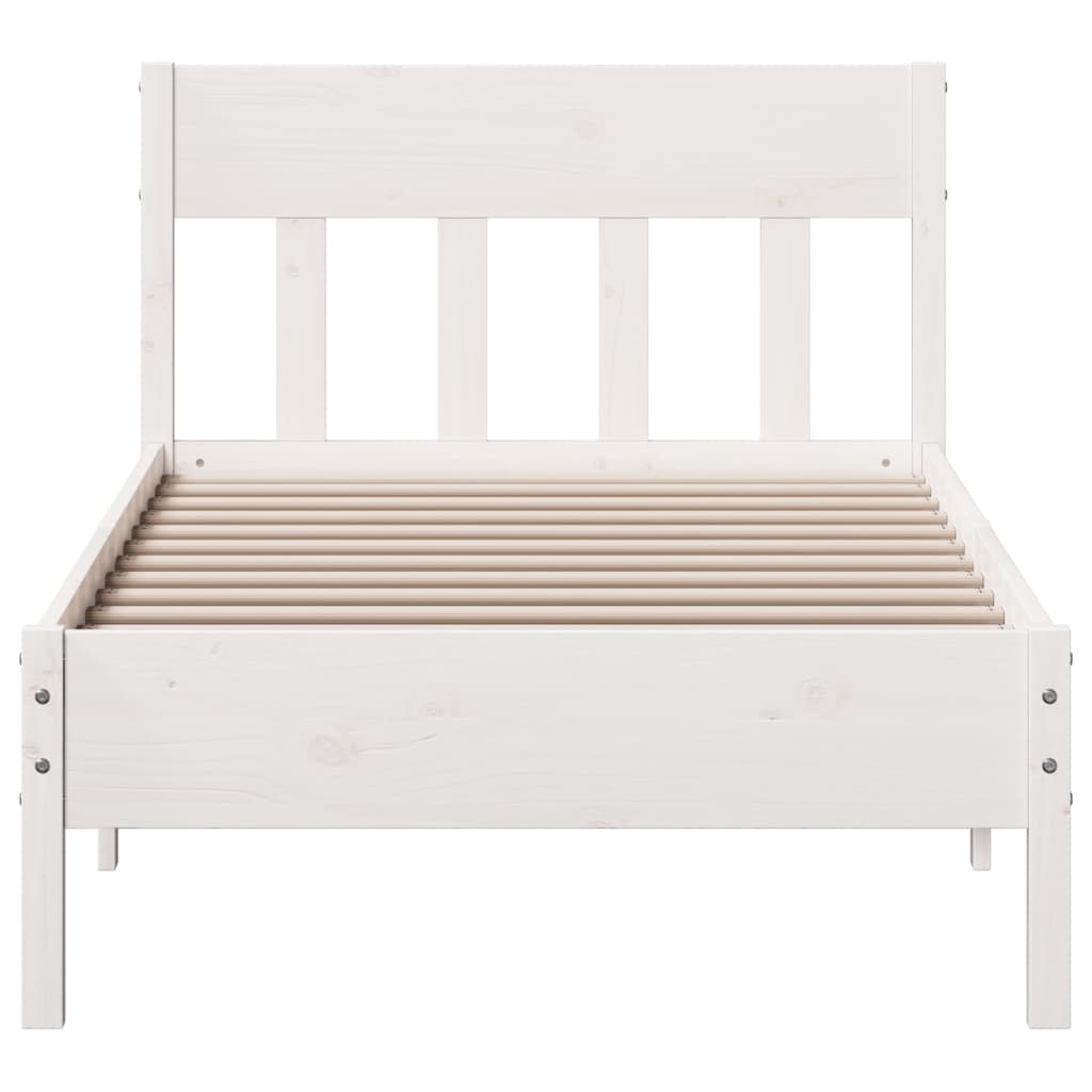 Cadre de lit sans matelas blanc 100x200 cm bois de pin massif