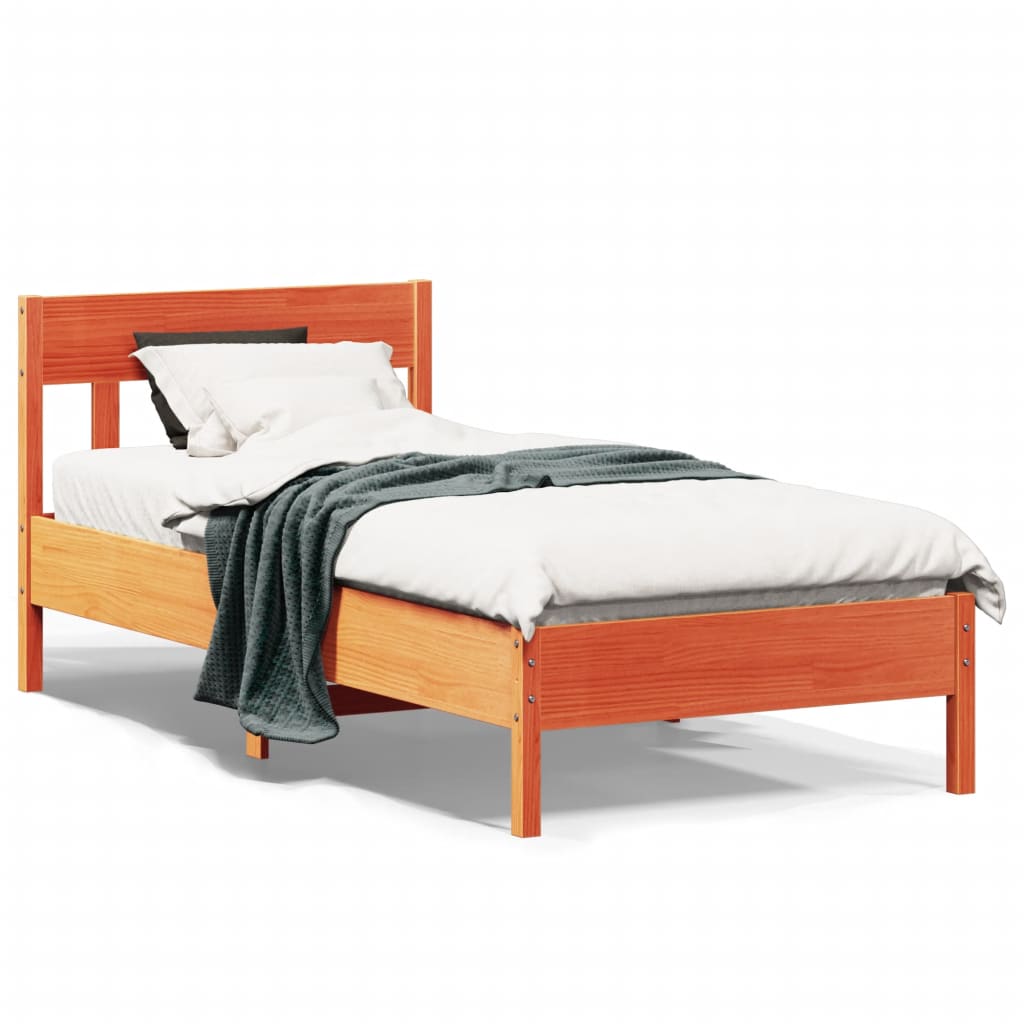 Cadre de lit sans matelas cire marron 100x200cm bois pin massif