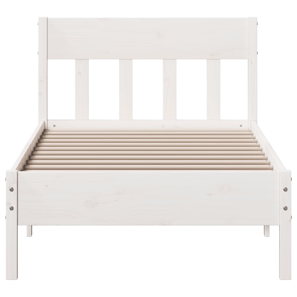 Cadre de lit sans matelas blanc 90x200 cm bois de pin massif