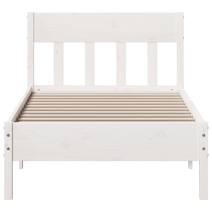 Cadre de lit sans matelas blanc 90x200 cm bois de pin massif