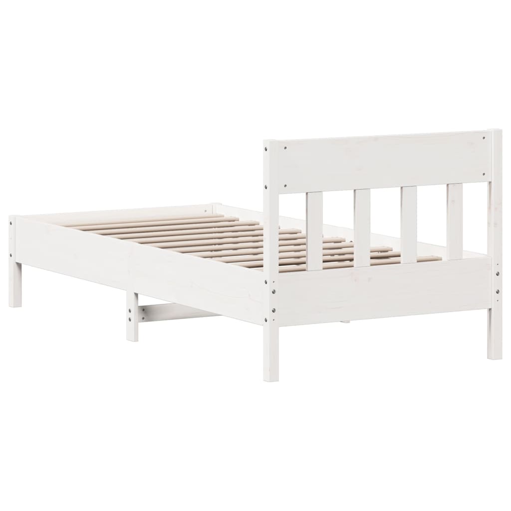 Cadre de lit sans matelas blanc 90x200 cm bois de pin massif