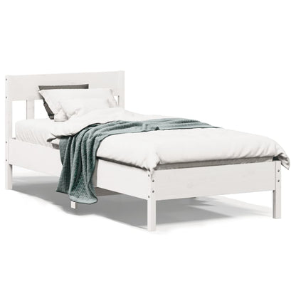 Cadre de lit sans matelas blanc 90x200 cm bois de pin massif