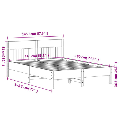 Cadre de lit sans matelas 140x190 cm bois de pin massif