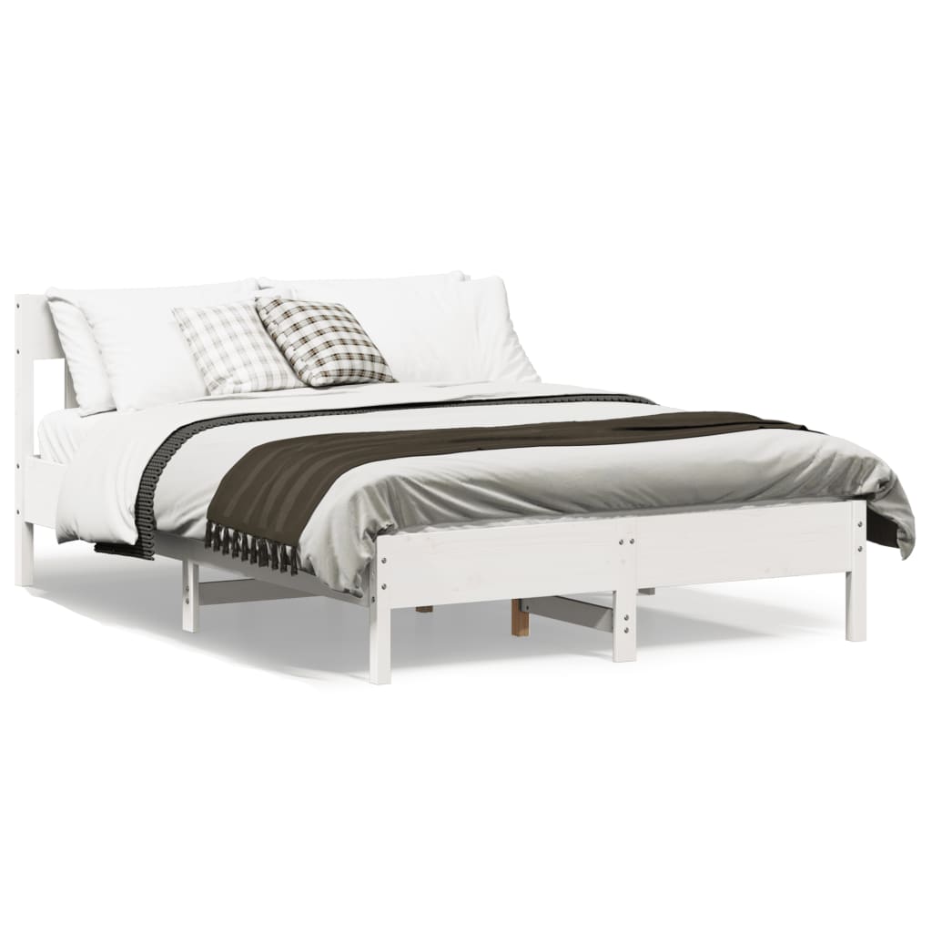 Cadre de lit sans matelas blanc 140x190 cm bois de pin massif